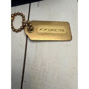 Vintage Y2K Coach Gold Brass Metal Hangtag With Brass Chain 2” GUC
